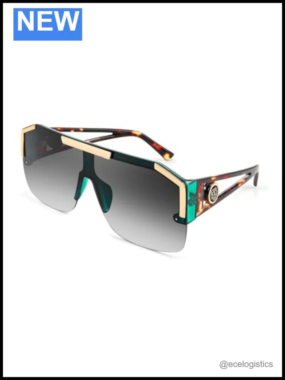 Square Oversized Sunglasses UV400 Protection Flat Top One Piece Shield